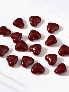 2/5pcs Valentine's Day Heart-Shaped Beads For Jewelry Bracelet Making, Glass Red Heart-Shaped Spacer Beads, DIY Pendant Earrings, Handmade Gifts - Red Heart-shaped Beads - View 4