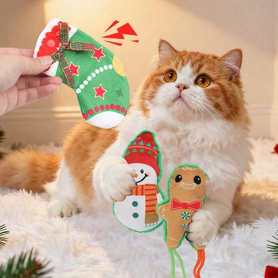 Nuovo giocattolo per gatti per alleviare la noia, giocattolo interattivo a forma di pupazzo di neve natalizio, regalo di Natale e Capodanno