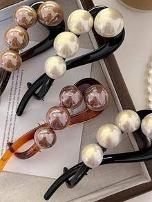 2 peças de presilha de cabelo simples com pérolas artificiais torcidas para meninas, ideal para penteados elegantes com coque na parte de trás. Acessórios para cabelo, grampos e outros itens de cabelo.