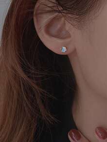 Nooxian 2只月光石耳钉，女士简约夏季耳环，螺丝耳堵，小巧精致首饰 - 銀色 - 查看 9