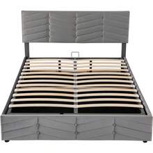 Bed Frames - 灰色 + 天鵝絨 + 140厘米*190厘米 - 查看 8