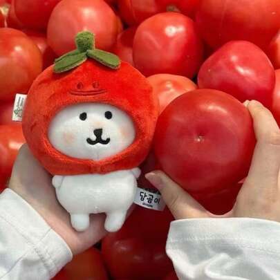 10厘米可爱番茄头娃娃，极具吸引力的自嘲娃娃服装，可爱礼物（头部随机带有小草）