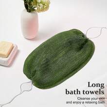 African Net Sponge, Authentic Exfoliating Bath Sponge, Deep Cleansing, Long-Lasting Scrub, Unisex Bath Product, Body Scrub Exfoliating Bath Sponge, Removes Dead Skin, Elongated Flat Design, Suitable For Back, Feet And Scalp - Bath Accessories - Green - View 3
