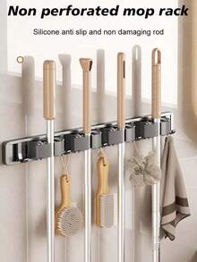 Cârlig de mop autoforant puternic, suport pentru mop montat pe perete, cârlig puternic pentru depozitare și suport de agățare, cârlig de mop de perete pentru baie și toaletă, dispozitiv de depozitare metalic portant care economisește spațiu pentru agățare, potrivit pentru casă, bucătărie, grădină, spălătorie și garaj - soluție durabilă de depozitare pentru unelte și echipamente