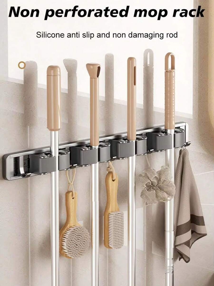 Cârlig de mop autoforant puternic, suport pentru mop montat pe perete, cârlig puternic pentru depozitare și suport de agățare, cârlig de mop de perete pentru baie și toaletă, dispozitiv de depozitare metalic portant care economisește spațiu pentru agățare, potrivit pentru casă, bucătărie, grădină, spălătorie și garaj - soluție durabilă de depozitare pentru unelte și echipamente