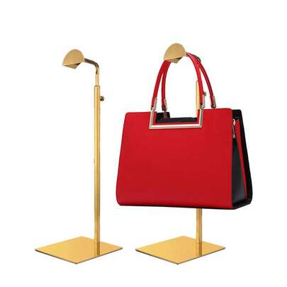 Rainaut Bundle Of 2pack Freestanding Gold Stainless Steel Handbag Rack Stand With Adjustable Height, Metal Bag Hanger Display Stand For Display, Gold