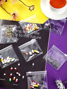 可重复使用的透明药袋，带滑动锁拉链，可重新密封，自封式药品收纳袋，多功能收纳袋，珠宝收纳袋，适合旅行和日常整理，返校季必备，可用于存放药品、维生素、急救用品，以及珠宝、项链和小工艺品，是旅行爱好者和注重健康人士的理想之选。 - 無色 - 查看 5