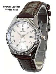 Pablo Raez 1pc Classic Men's Watch Stainless Steel Original Charming Brand New Man Wristwatch Male Luxury 50M Water Resistant Clocks Glow In The Dark Calendar Display Men's Black Microfiber Leather Soft & Breathable Casual Fashion Quartz Watch Silver Color Jewelry Non Tarnish Luminous Scale & Hands Black High Level Business Wristwatches For Daliy Use Gift For Father Or Male Friend Graduation Wedding Presents - 銀色 - 查看 12