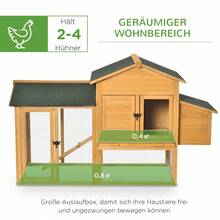 PawHut  For Bantams With Run And Nesting Box, Yellow Green Pine Wood 168x75x103 Cm, Ideal For Bantam On The Site