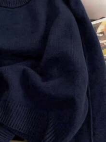 Women's Solid Color Raglan Sleeve Casual Soft & Cozy Knit Sweater, Autumn/Winter - Royal Blue - View 5