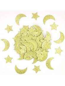 100 piezas Confeti de estrellas y lunas doradas de Ramadán - Decoración festiva para celebraciones de Ramadán, reuniones familiares musulmanas y decoración del hogar - Suministros para fiestas islámicas con brillo - Multicolor - Ver 2