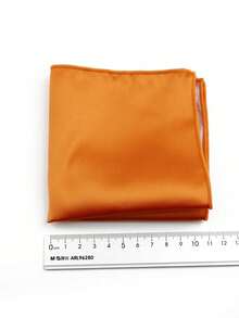 ZLQ&GOU 3pcs Orange Satin Men's Necktie Set, Includes Necktie, Handkerchief, Lapel Flower, 2.4" Width Tie Suitable For Casual Occasions - Orange - View 4