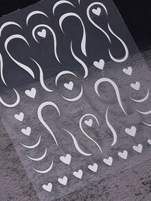 2PCS Bronzing Silver Gold Line Heart Nail Stickers 3D Swirl Strips French Styles Nail Art Decals Simples Self-Adhesive Manicure Sliders DIY Decoration Valentine's Days Nail Supplies For Women Girl - 金色+銀色 - 查看 7