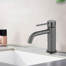 [Modern Minimalist] Matte Black Textured Basin Faucet, Elevating Your Bathroom Aesthetics - Grey - View 5