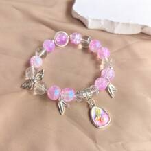 3pcs Fashionable Gradient Beaded Dragonfly Pendant Bracelet, Suitable For Women's Daily Wear - Blue + Purple + Pink Yellow - View 4