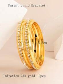 2pcs Bling Bling Elegant Glitter Palace Style Claw Chain Wide Bracelet - one-size - View 9