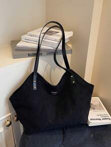 Bolso de mano grande y versátil de estilo casual para mujer, adecuado para viajes, ir al trabajo, compras, bolso de unicolor con correa para el hombro