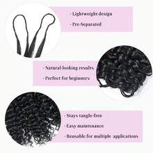EAYON HAIR Water Wave Crochet Human Hair For Miracle Knots Pre-Seperated Feather Human Crochet Hair 100% Human Hair Extensions Natural Color 14-22 Inch 50 Strands/60G - Natural Black - 查看 3