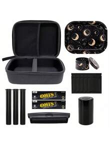 Bộ hộp đựng EVA màu đen và vàng, bao gồm: Khay 18"X14", máy xay tay 4 tầng, giấy cuốn 110mm, máy cuốn thuốc lá và ống đựng phù hợp, phụ kiện hút thuốc, thích hợp sử dụng ngoài trời, quà tặng ngày Valentine. - Nhiều màu - Xem 11