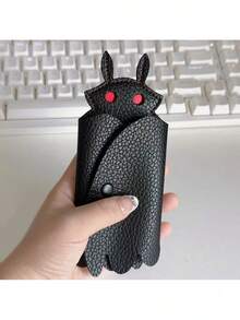 Gothic Mothman Keychain - Black Synthetic Leather Keychain With Red-Eyed Monster Design, Sporty Style Suitable For Outings, Parties, And Halloween Events, Party Accessory|   Stimulating Keychain|   Durable Key Holder, Valentine's Day Gift, Halloween Accessories|   Stimulating Keychain|   Durable Key Holder Rack, Halloween Decoration - màu đen - Xem 6