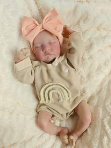 Lifelike 17"/43cm Reborn Baby Doll, Full Silicone Vinyl Girl Body Handmade Art Doll, Like A Real Baby, 3D Painted Skin, Visible Veins Vinyl Limbs, Realistic Hand Painted Hair - Perfect Collectible Art Doll Christmas Gift/Birthday Gift/Thanksgiving Gift