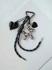 1pc Creative DIY Double Heart Shaped Keychain With Triangle Spring Clasp Dog Balloon Keychain Accessory Wallet Hanger Keychain Pendant Balloon Dog Keychain Fun Decorative Item Car Keychain Keychain Accessories - Multicolor - View 6