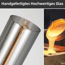 客厅复古吊灯 - 单灯座玻璃灯罩复古餐桌吊灯 E27 高度可调，适用于卧室厨房（不含灯泡） - 3 火焰 - 查看 6