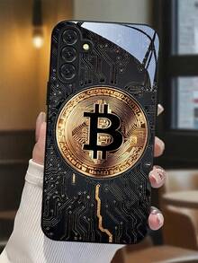 Bitcoin Circuit Tempered Glass Phone Case Suitable For Compatible With Iphone 17,16, 15, 14, 13, 12, 11, PRO MAX,PRO,PLUS,17Air,As Well As Galaxy S25/S24/S23/S22/S21Ultra/FE/Plus/,A71/56/55/54/53/52/36/35/34/32/26/25/24/23/16/15/14/06/A05,Fashion Creative Design New Mobile Phone Case - Multicolor - View 3