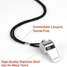 1个专业不锈钢哨子，带挂绳，超响亮运动哨，适用于教练、裁判、救生员、官员和团队，户外使用 - 彩色 - 查看 9