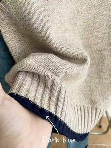 Women's Casual Contrast Trim Knit Vest, Spring/Autumn - Light Grey - View 6