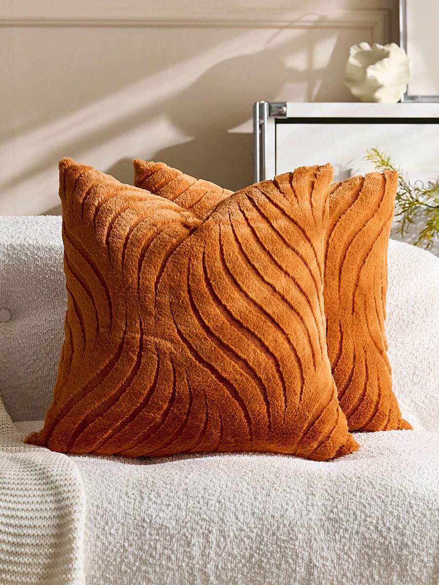 Vỏ gối trang trí phong cách Bohemian mềm mại và ấm áp, làm từ chất liệu giả len, màu be, phù hợp cho trang trí phòng ngủ và phòng khách, nhiều màu sắc để lựa chọn, không bao gồm ruột gối (1 chiếc, có thể chọn 2 chiếc). - trái cam - Xem 1