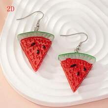 1 Pair Of Simulated Food Double-Sided Watermelon Resin Earrings, Can Remove The Ear Hook DIY Necklace Earrings Keychain Pendant - Fruit Earrings - View 8