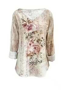 Women's Casual Floral Print V-Neck Loose Blouse, Suitable For Spring And Autumn Vacation - Multicolor - View 7