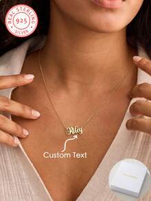 925 Sterling Silber personalisierte englische Namens-Herz-Anhänger Halskette, einzigartiges und bedeutungsvolles Geschenk, warmes und charakteristisches Schmuckzubehör, luxuriöser unisex Schmuck, Überraschungsgeschenk für Liebhaber, Freunde und Familie, minimalistisch, elegant, romantisch, bohemian Stil Accessoire - Verschiedenfarbig - Übersicht 3