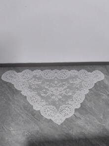 125cm*60cm/1pc White Vintage Delicate Romantic Elegant Floral Triangle Veil, Bridal Church Wedding Headpiece, Elegant Niche Clothing Accessory, Shawl, Skirt Hem, Home Decor Lace Trim