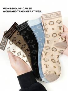 5/1 Pair TeddyIsland Men's Crew Socks - Cartoon Teddy Bear Pattern, Thick & Stylish Premium Socks For Men, Suitable For Daily Wear, Outdoor, Home, Birthday Gift & Party Carnival - Multicolor - View 4