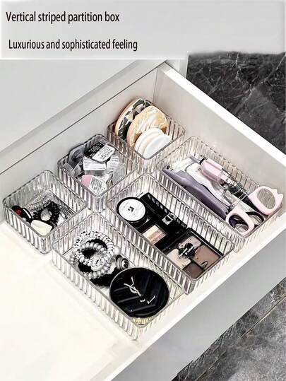 Juego de organizadores de cajones de acrílico para cosméticos - 9/10 piezas, tamaños versátiles, solución de almacenamiento para el cuidado de la piel en el tocador y el vestidor