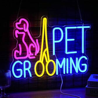 Pet Beauty Neon Sign - Adjustable LED Cat & Dog Light, USB Powered, Ideal Present