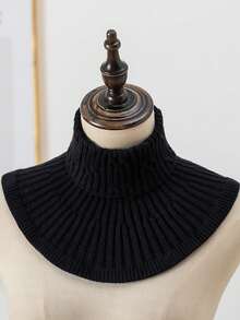 1pc Women Solid Color Knitted Neck Warmer, Knitted High Collar Scarf With Floral Trim, Thick Warm Neck Gaiter For Autumn/Winter, Multiple Colors Available, Casual & Versatile For Dress - Multicolor - View 27