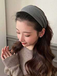 1条复古时尚高品质太空染色宽边发带，百搭简约时尚头巾，适合日常佩戴和外出，发带，发箍