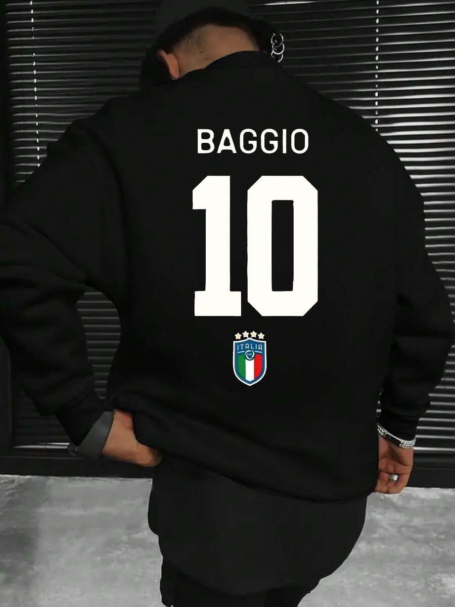 Unisex's Italia Themed Shield Emblem Sweater With ITALIA Lettering - Casual Round Neck Pullover, Machine Washable Italian Design For Travel, Gifts & Casual Attire (Polyester Sweaters For Unisex) - 黑色 - 查看 1
