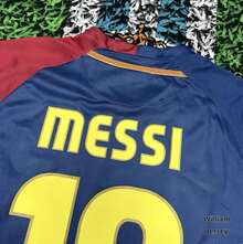 0809 Barcelona Retro Jersey No. 10 MESSI Short-Sleeved Football Jersey - 藍色 - 查看 3