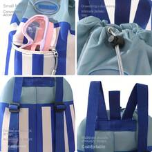 Dry Wet Separation Swimming Bag With Adjustable Shoulder Strap And Colorful Striped Drawstring Backpack - Durable Portable Beach Swimming Hiking Backpack For Travel, Sports, Outdoor Activities, Beach Bag, Sturdy Structure - Xanh nước biển - Xem 3