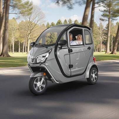 3-Wheel Enclosed Mobility Scooter For Seniors Adults, 650lbs Capacity, 3-Seater 1500W Electric Recreational Mobility Scooter 37 Miles Long Range, Remote Unlock, All-Terrain For Shopping Touring
