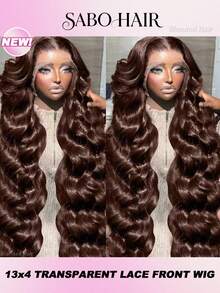 34 Zoll 200% Dichte Körperwelle 13x4 Lace Front Perücken Menschliches Mischungshaar Vorgezupft #4 Braun mit Baby Haar 200% Dichte Brasilianisches Jungfernhaar Mischungshaar Perücken für Frauen Party Täglicher Gebrauch Natürliche Haargrenze