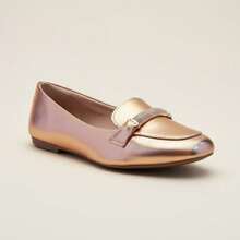 Women's Moccasin Flats With Rhinestones And Square Toe Comfort - Hoa hồng vàng - Xem 2