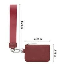 Women's Wrist Lanyard Keychain With Detachable Mini Wallet & Card Holder Pouches, Ideal Christmas Stocking Stuffer Gift For Travel, Everyday Carry, Keys, Cards And Small Essentials - WineRed White - View 4