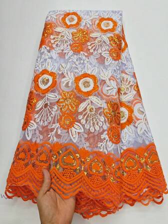 5码 | 1码 高品质新款刺绣亮片薄纱蕾丝面料，鲜艳红色 | 绿色蓝色尼日利亚双色大花卉装饰网纱面料，适合女士婚纱、派对、庆典优雅花卉图案连衣裙面料 | 鲜艳手工蕾丝面料 | 家居装饰DIY材料，黄色/金色