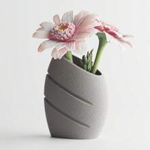 ORIZZONTE Leaf Vase – Graphic Elegance In Minimal Style – Nature Growing In Geometry 10*10*24cm, Ideal For Home Decor, Centerpiece Or Flower Holder, 100% Made In Italy, Shipping From Italy - Grey - View 8