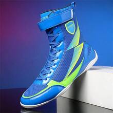 Men's Professional Boxing Shoes, High-Top Competition Shoes, Wrestling/Grappling Training Shoes, Lightweight Design, Mesh Material, Suitable For Fitness, Strength Training, Bodybuilding, And Other Workouts